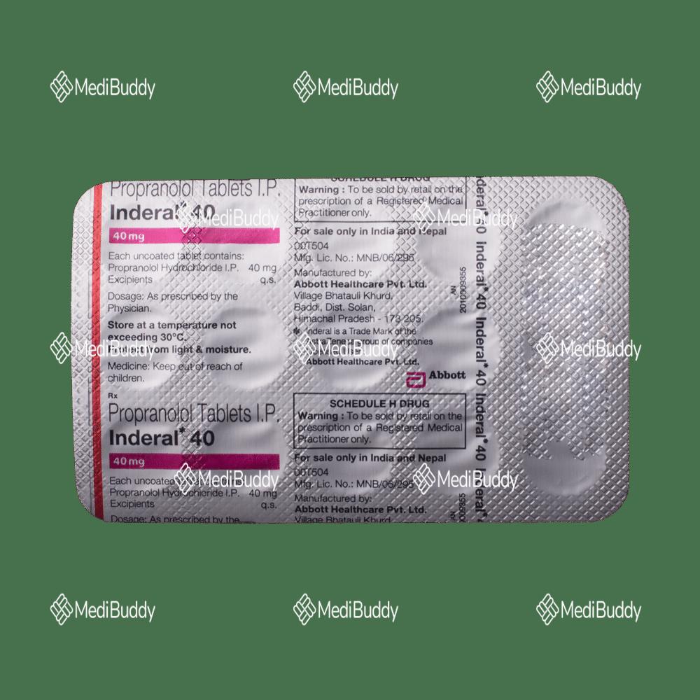 Inderal Tabletas 40 Mg X 50