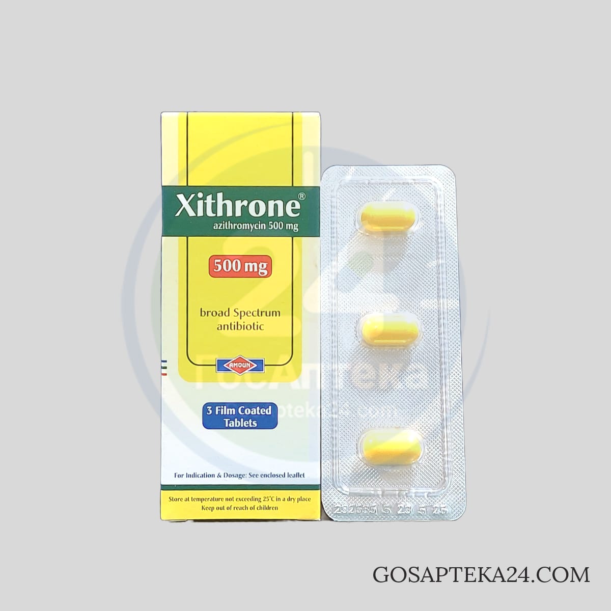 Azithromycin 500 mg qid