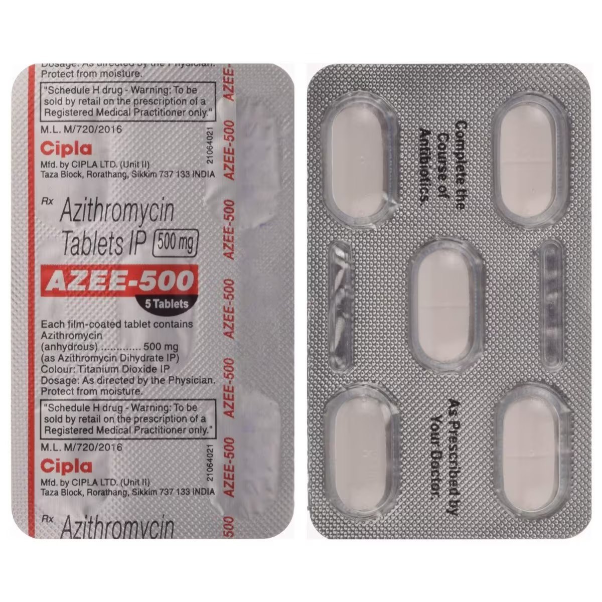Azithromycin 500 mg qd