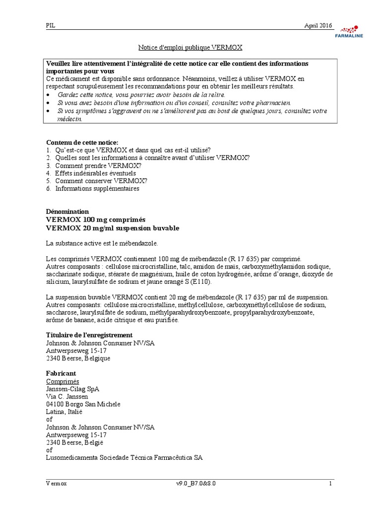 Vermox Sans Ordonnance