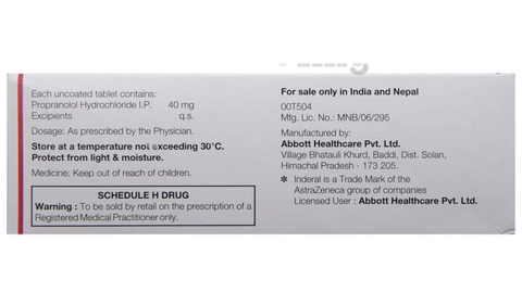 Propranolol 40 mg inderal
