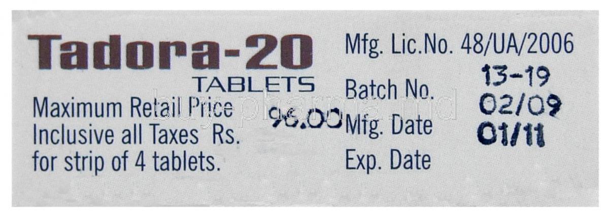 Tadora 20 Mg Tadalafil 20mg