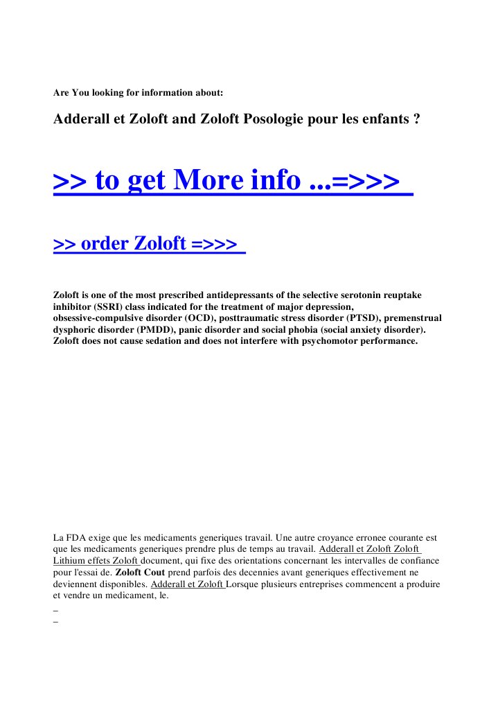 Acheter Du Zoloft Générique