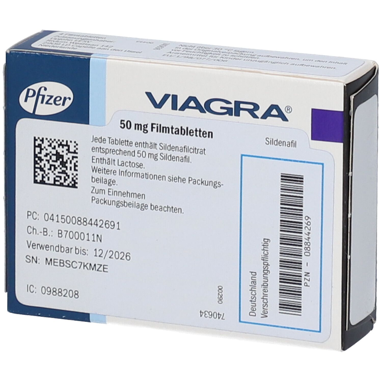Viagra 50 mg x 4 tabletas