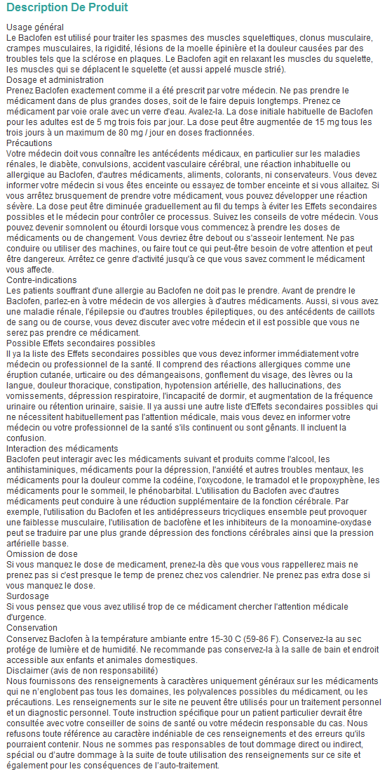 acheter du lioresal générique