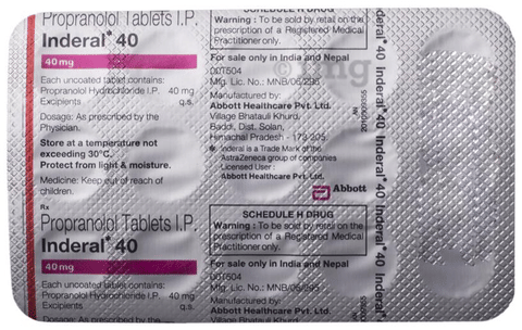 Propranolol xr 40 mg