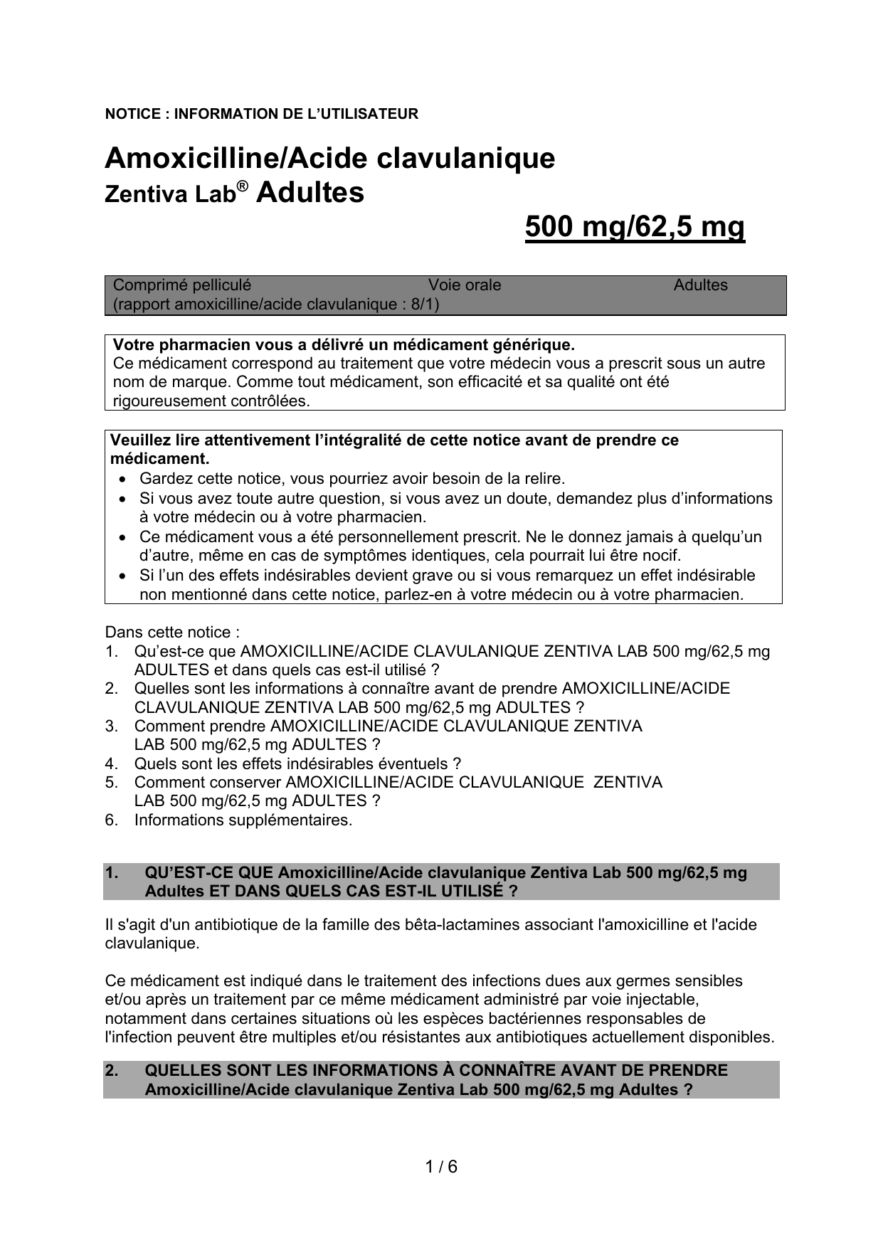 Générique de lamoxicilline