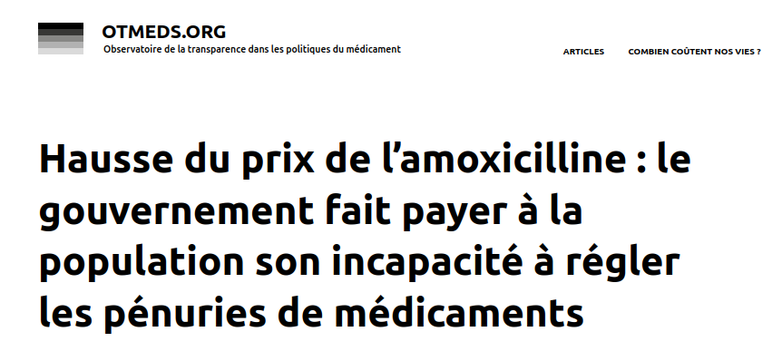 prix de lamoxicilline