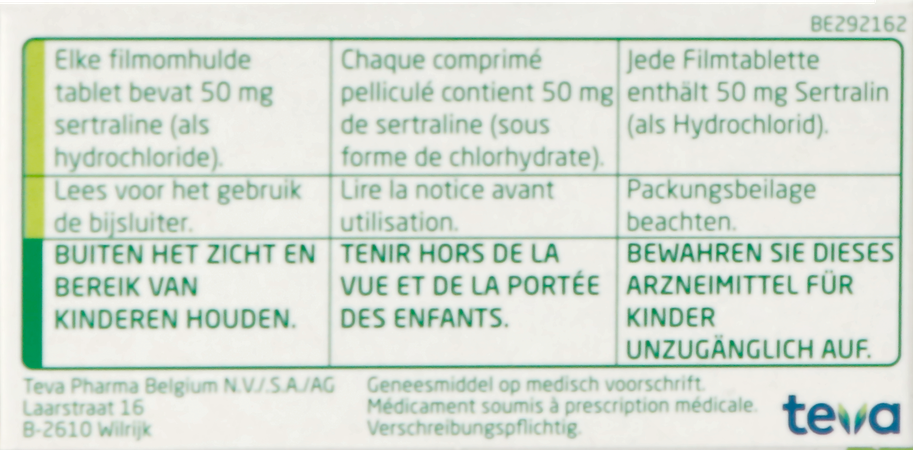 Sertraline 50 mg prix belgique