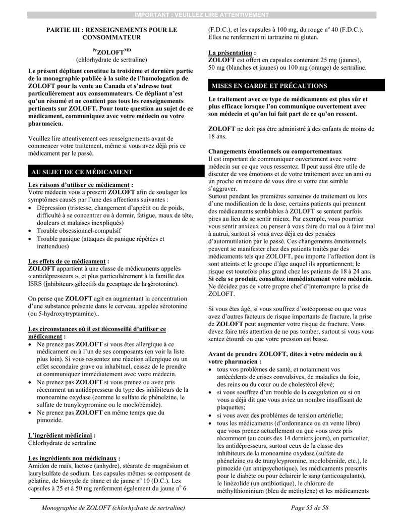 zoloft moins cher